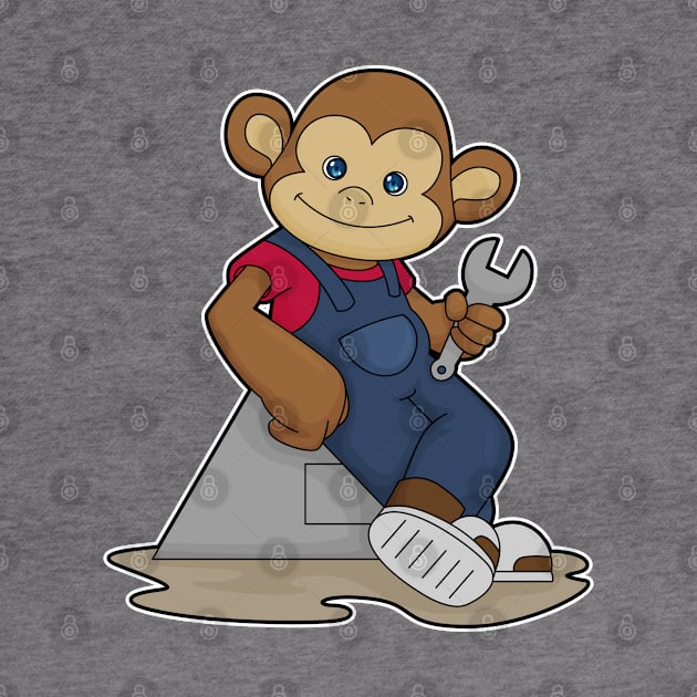 Monkey as Mechanic with Wrench by Markus Schnabel